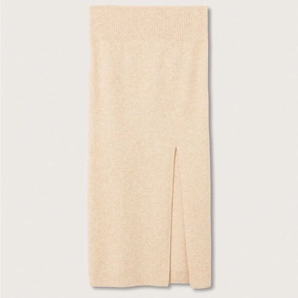 Mango Knit Co-Ord Set Skirt Cardigan Beige - Picture 4 of 7